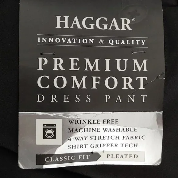 Haggar Premium Comfort 4 Way Stretch Classic Pleated Dress Pants 37 x 34